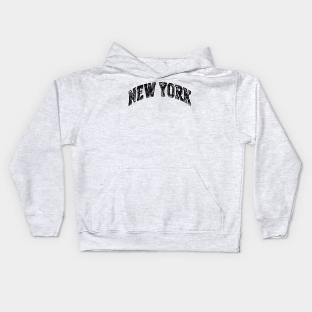 New York Varsity Black Text Kids Hoodie by KyoKute